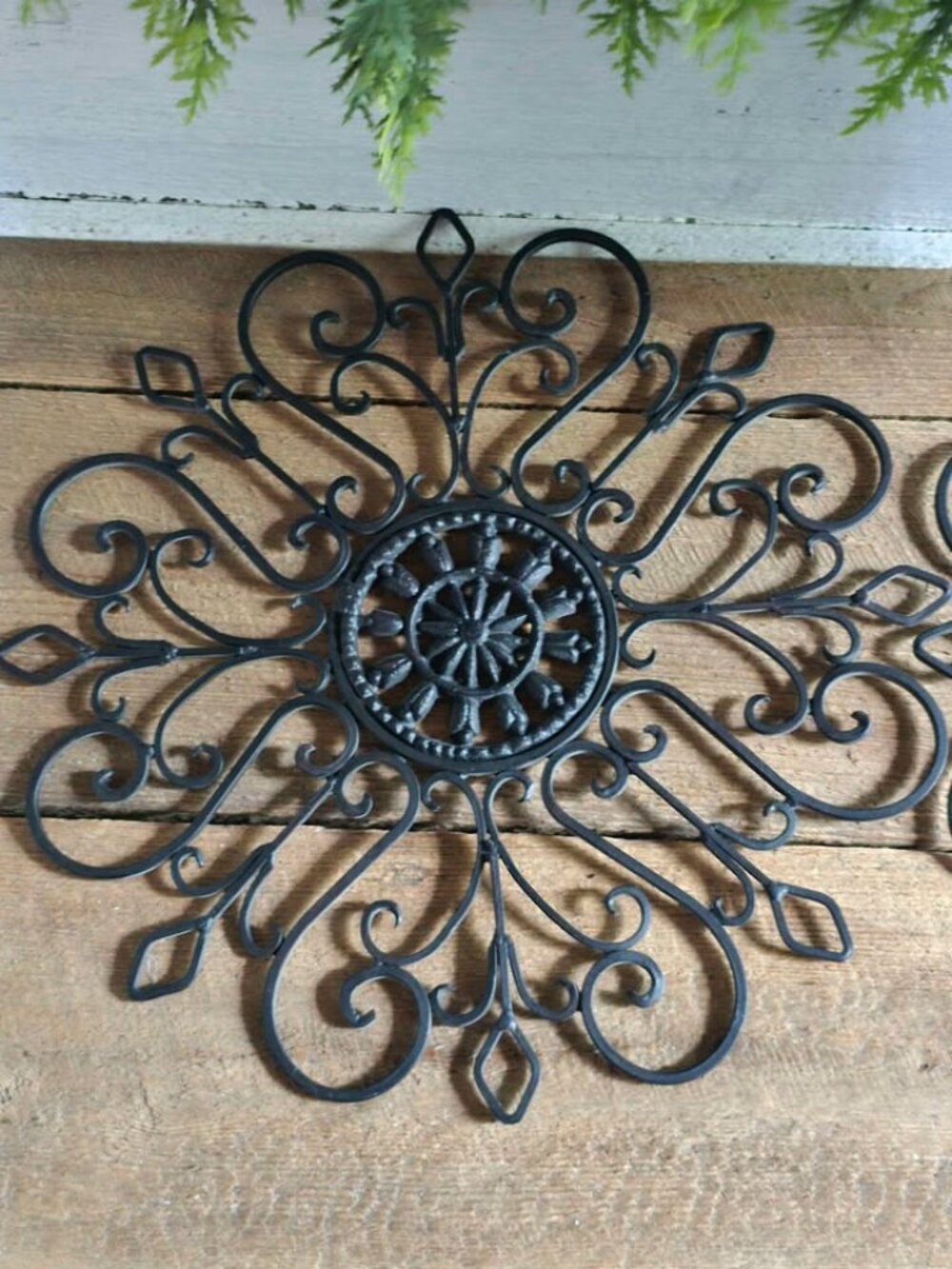 Ornate Metal Pair of Black Metal Wall Hangings - Picture 4 of 7